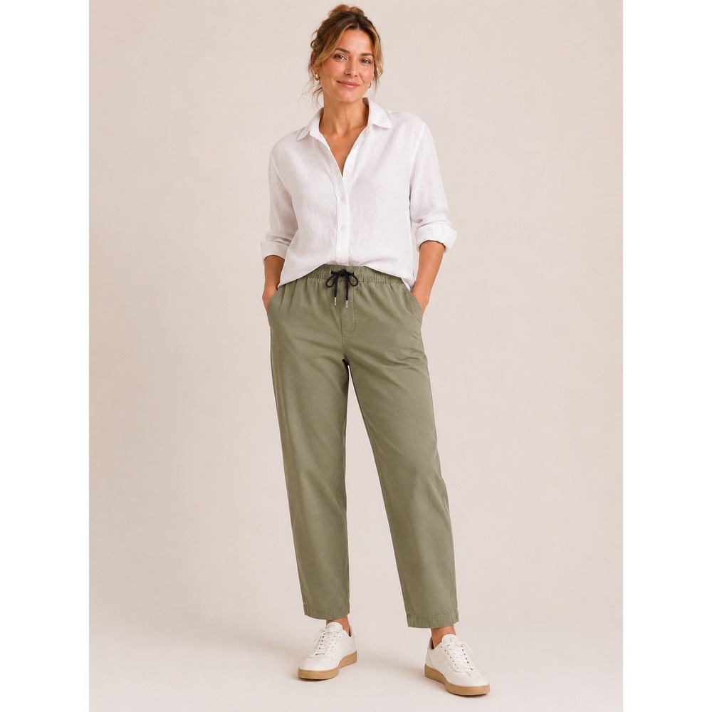 Tommy Hilfiger Women XXL Green Drawstring Chino Pants Plus Size High Rise Casual